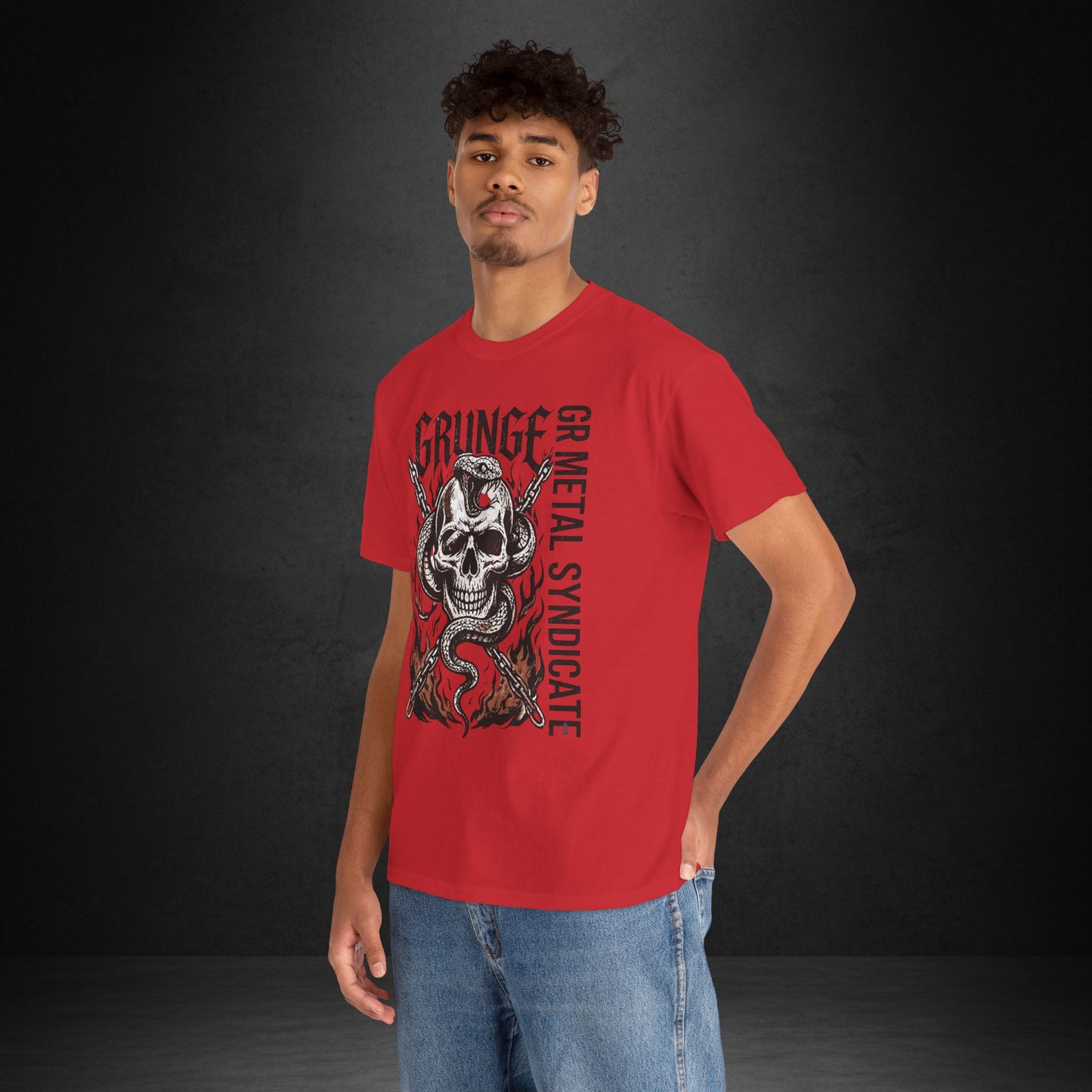 Grunge Skull Snake Tee — GR Metal Syndicate Graphic T-Shirt