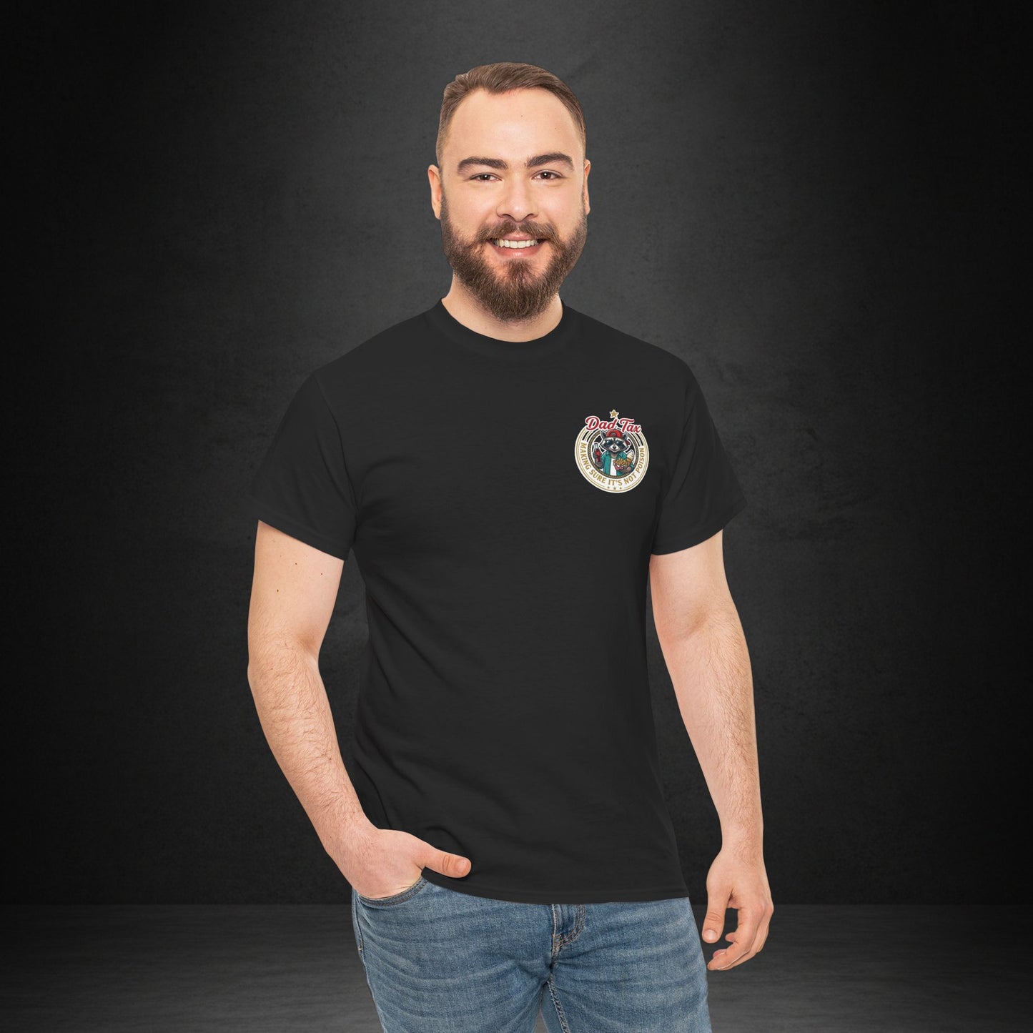T-Shirt — "Dad Tax" Raccoon Graphic Tee (Making Sure It's Not Poison) — Funny Father's Day Gift