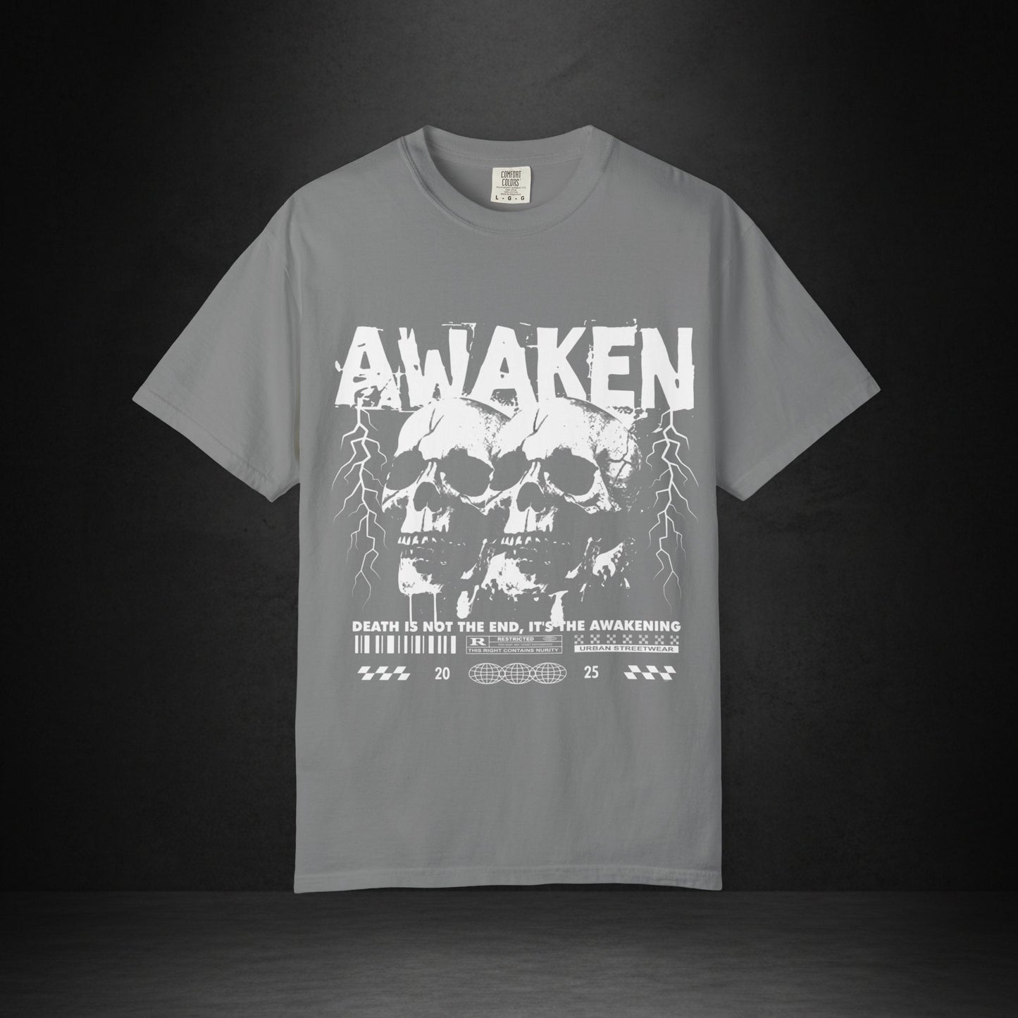 Awaken Skull Graphic T-Shirt — Gothic Lightning Band Tee