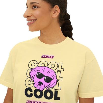 Cool Skull Graphic Boxy Tee — Women's Casual Retro Pink Skull T-Shirt