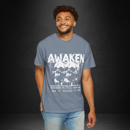 Awaken Skull Graphic T-Shirt — Gothic Lightning Band Tee