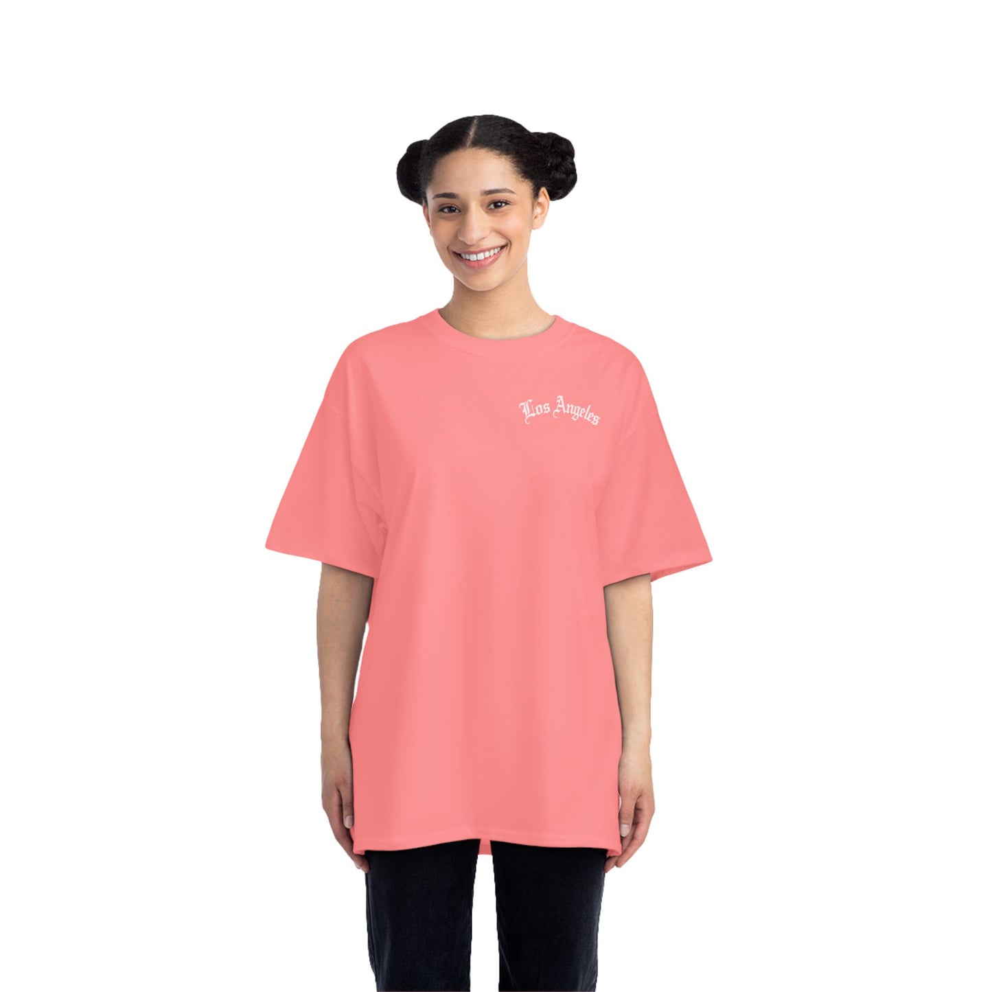 Los Angeles Vintage Script T-Shirt — Orange Graphic Tee with 'Los Angeles' Back Print