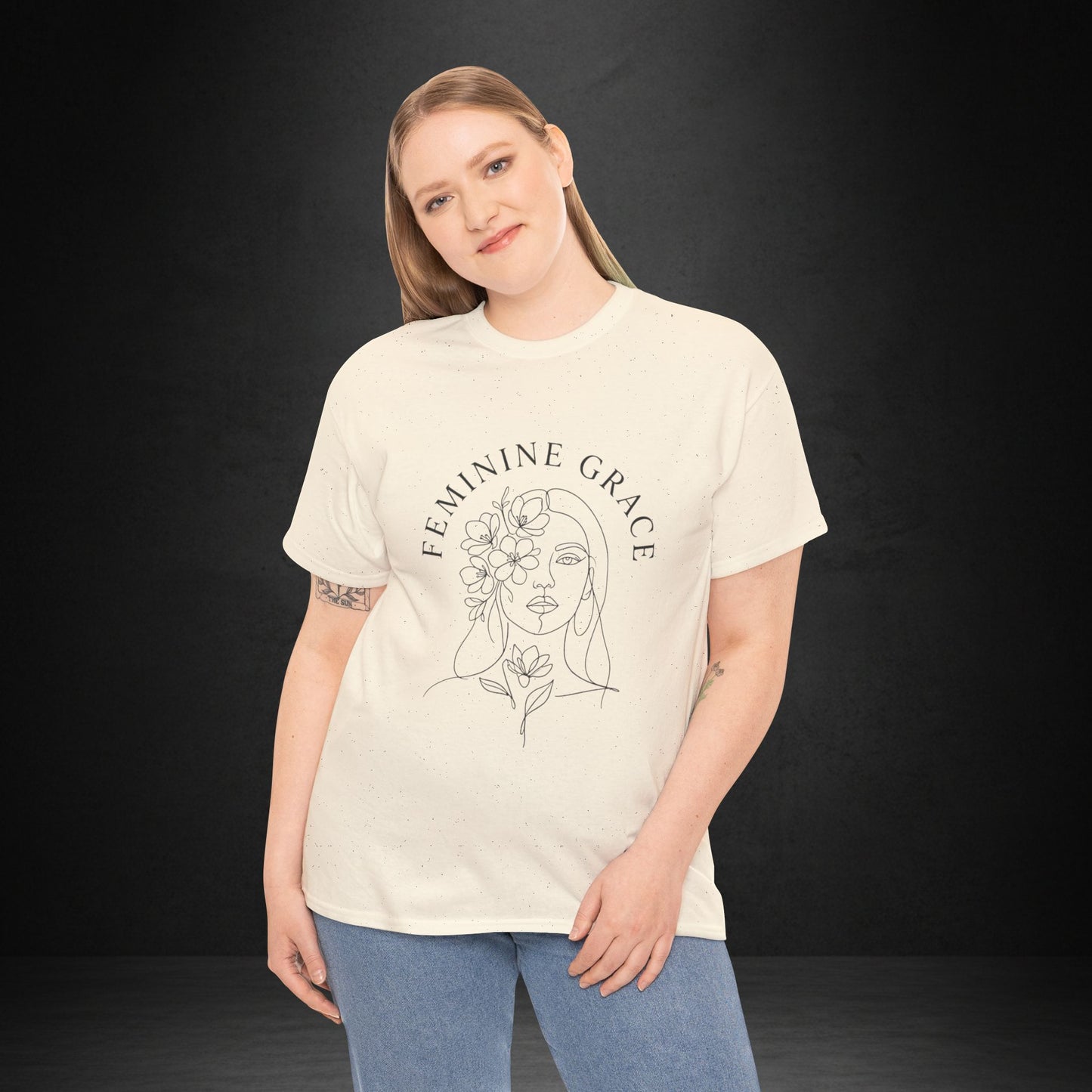 Feminine Grace Floral Line Art Tee