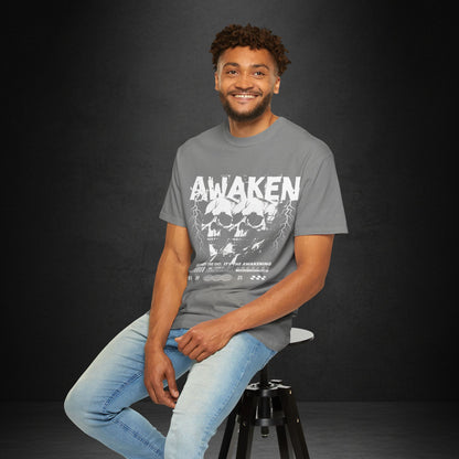 Awaken Skull Graphic T-Shirt — Gothic Lightning Band Tee