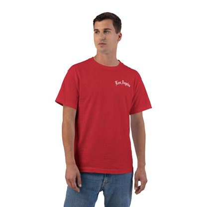 Los Angeles Vintage Script T-Shirt — Orange Graphic Tee with 'Los Angeles' Back Print