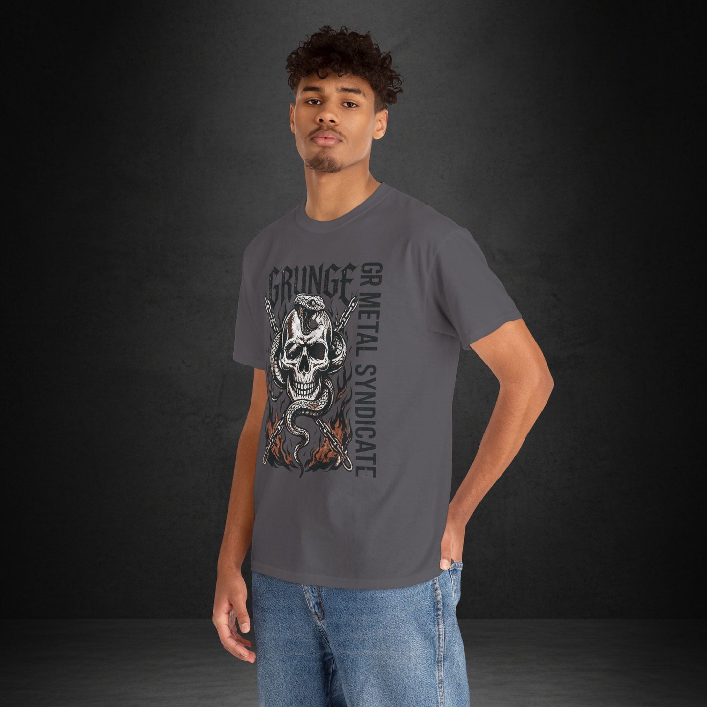 Grunge Skull Snake Tee — GR Metal Syndicate Graphic T-Shirt