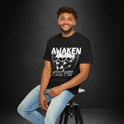 Awaken Skull Graphic T-Shirt — Gothic Lightning Band Tee