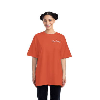Los Angeles Vintage Script T-Shirt — Orange Graphic Tee with 'Los Angeles' Back Print