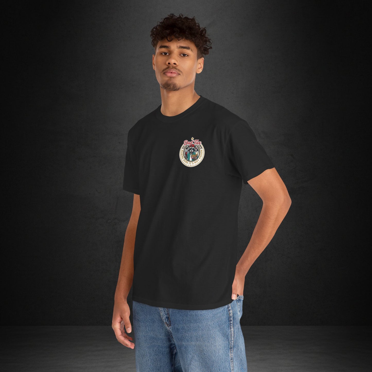 T-Shirt — "Dad Tax" Raccoon Graphic Tee (Making Sure It's Not Poison) — Funny Father's Day Gift