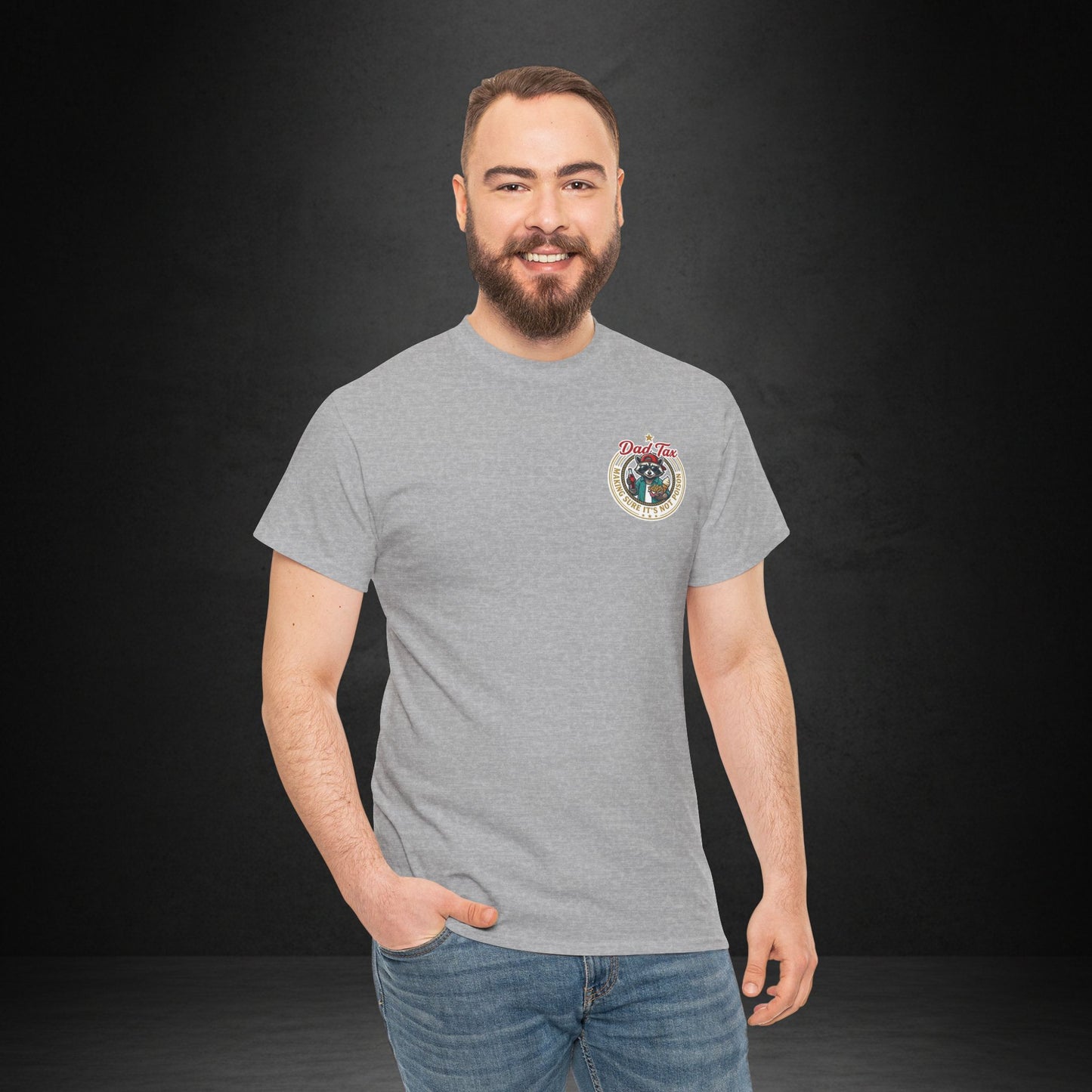 T-Shirt — "Dad Tax" Raccoon Graphic Tee (Making Sure It's Not Poison) — Funny Father's Day Gift
