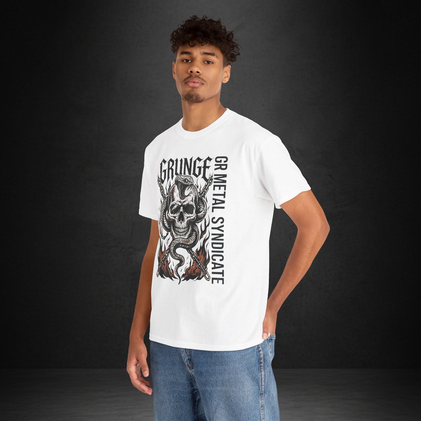 Grunge Skull Snake Tee — GR Metal Syndicate Graphic T-Shirt