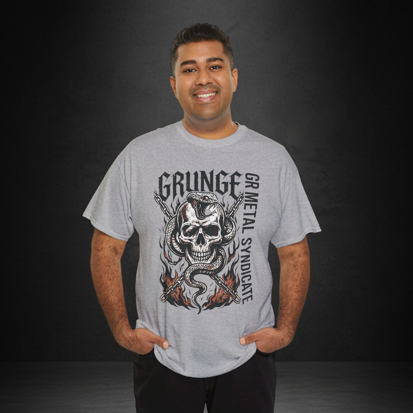 Grunge Skull Snake Tee — GR Metal Syndicate Graphic T-Shirt