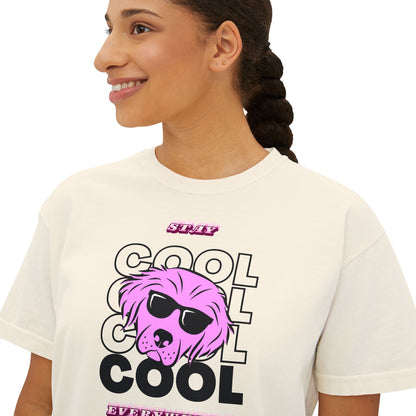 Cool Skull Graphic Boxy Tee — Women's Casual Retro Pink Skull T-Shirt