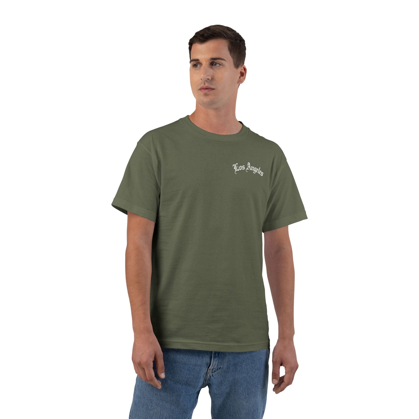 Los Angeles Vintage Script T-Shirt — Orange Graphic Tee with 'Los Angeles' Back Print