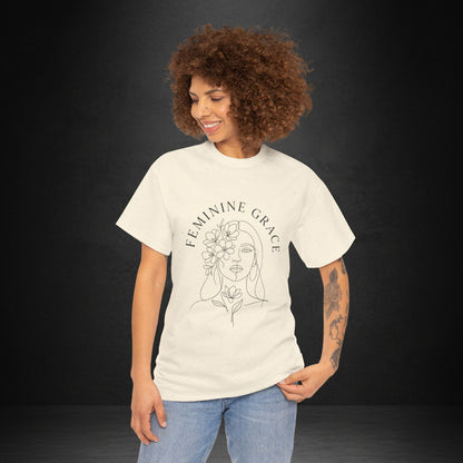 Feminine Grace Floral Line Art Tee