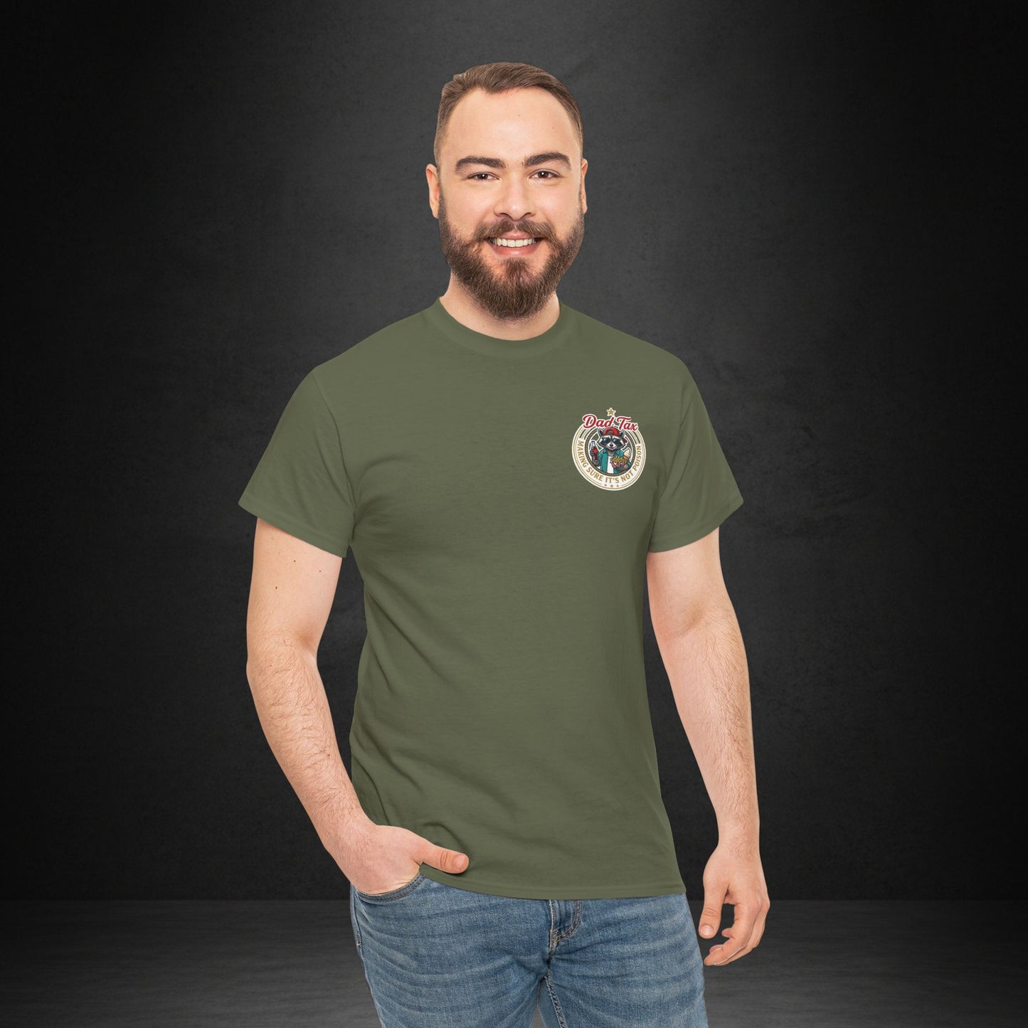 T-Shirt — "Dad Tax" Raccoon Graphic Tee (Making Sure It's Not Poison) — Funny Father's Day Gift