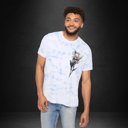 Tie-Dye Floral Graphic T-Shirt — Abstract Bloom Chest & Back Print