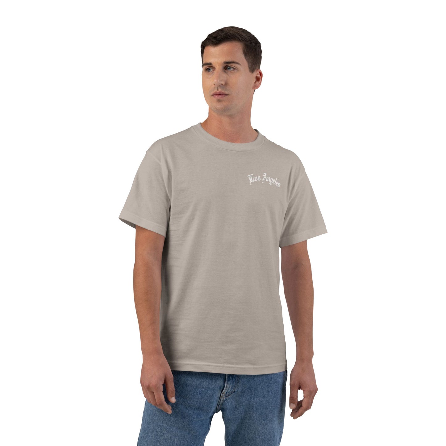 Los Angeles Vintage Script T-Shirt — Orange Graphic Tee with 'Los Angeles' Back Print