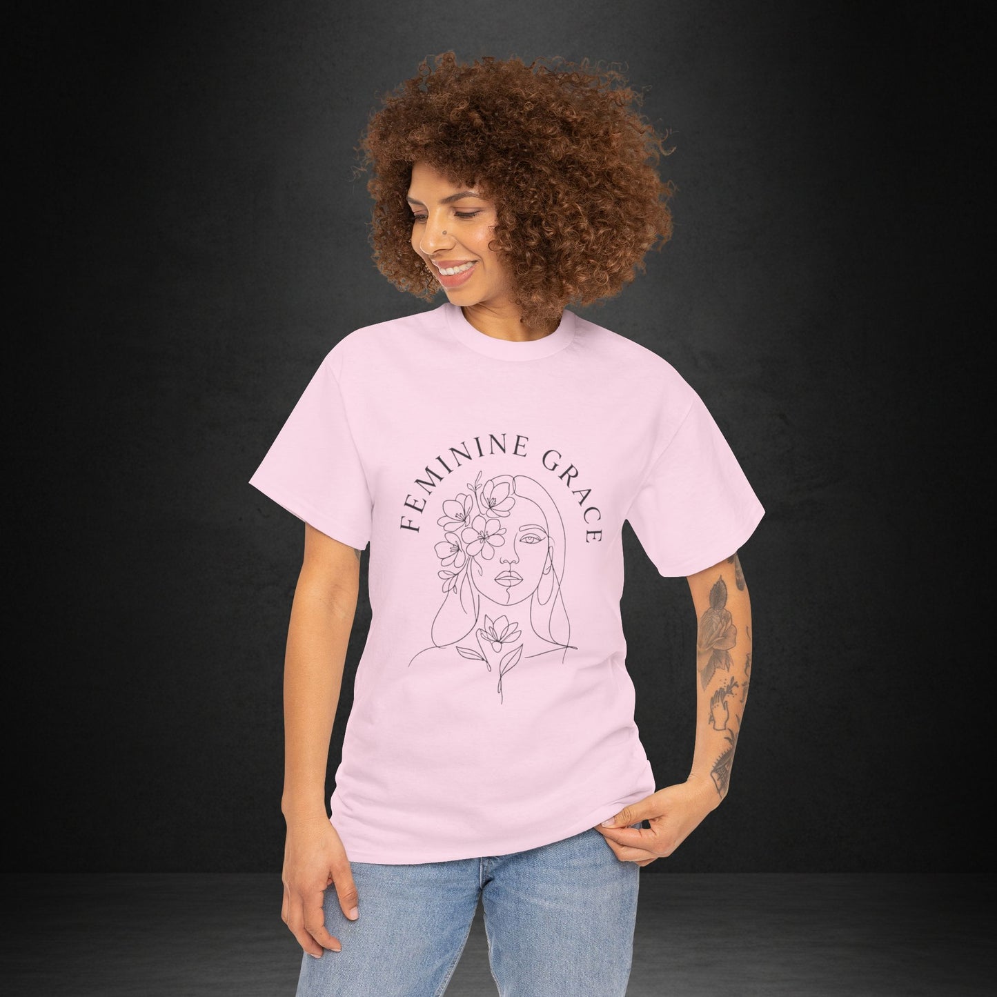 Feminine Grace Floral Line Art Tee