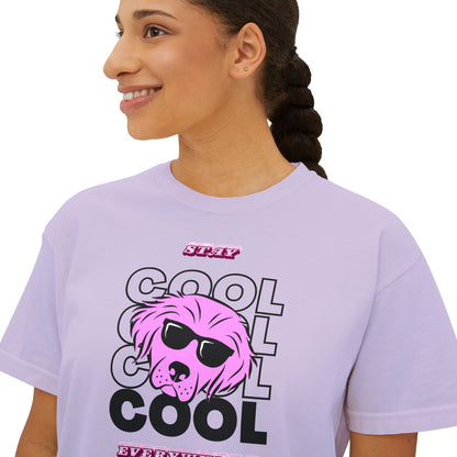 Cool Skull Graphic Boxy Tee — Women's Casual Retro Pink Skull T-Shirt