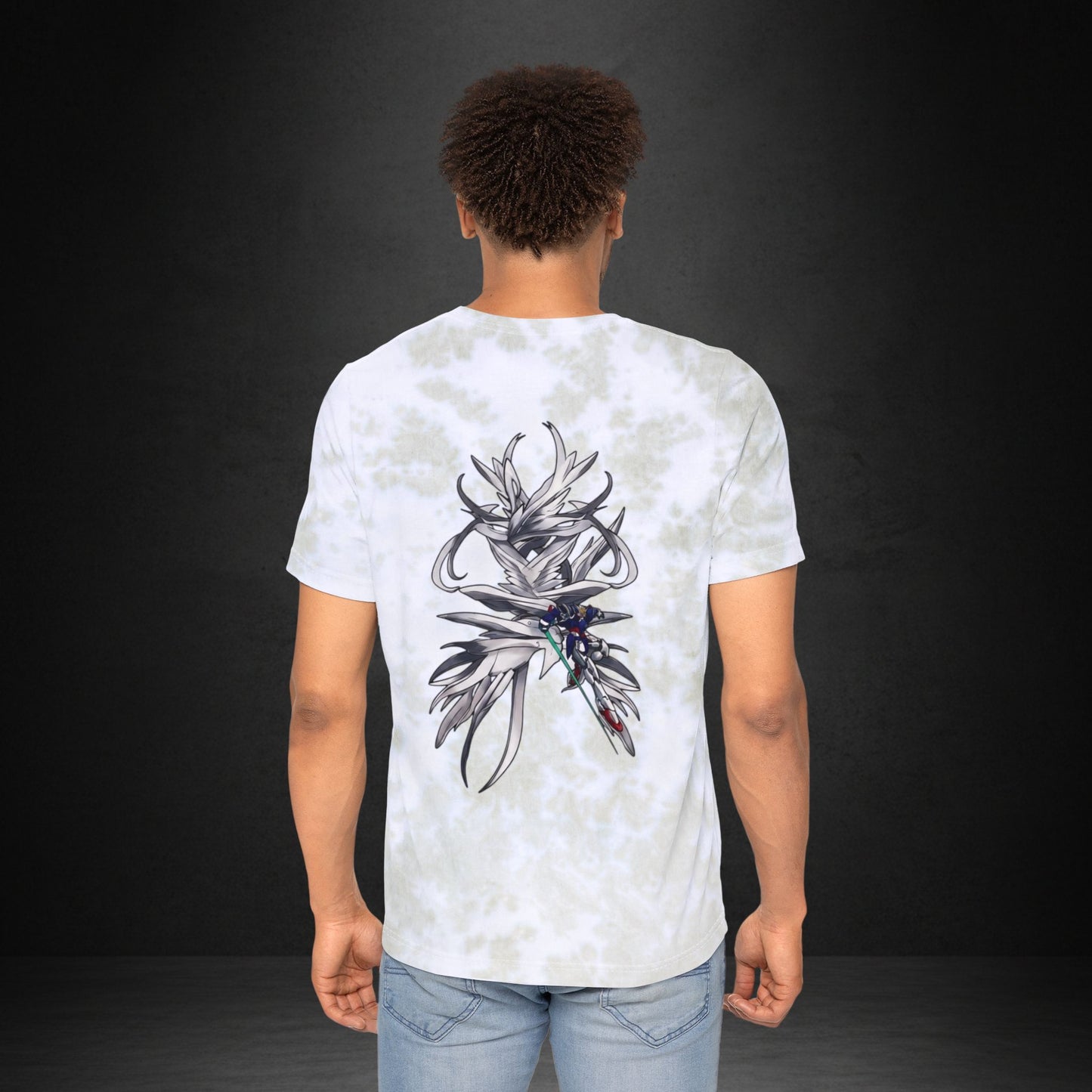 Tie-Dye Floral Graphic T-Shirt — Abstract Bloom Chest & Back Print