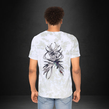 Tie-Dye Floral Graphic T-Shirt — Abstract Bloom Chest & Back Print