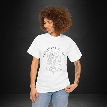 Feminine Grace Floral Line Art Tee