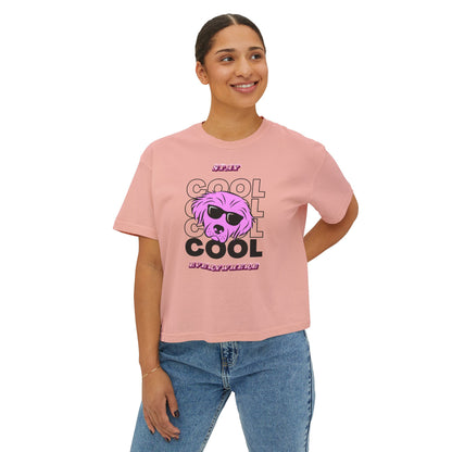 Cool Skull Graphic Boxy Tee — Women's Casual Retro Pink Skull T-Shirt