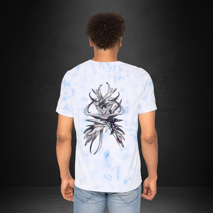 Tie-Dye Floral Graphic T-Shirt — Abstract Bloom Chest & Back Print
