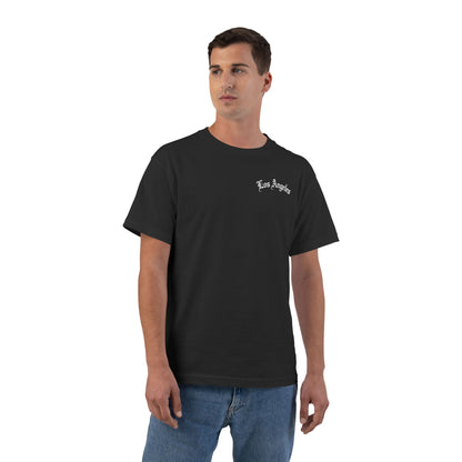 Los Angeles Vintage Script T-Shirt — Orange Graphic Tee with 'Los Angeles' Back Print