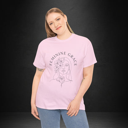 Feminine Grace Floral Line Art Tee