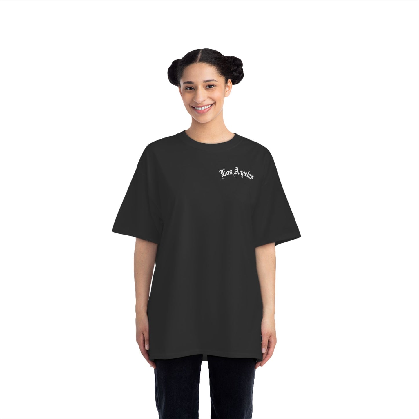 Los Angeles Vintage Script T-Shirt — Orange Graphic Tee with 'Los Angeles' Back Print