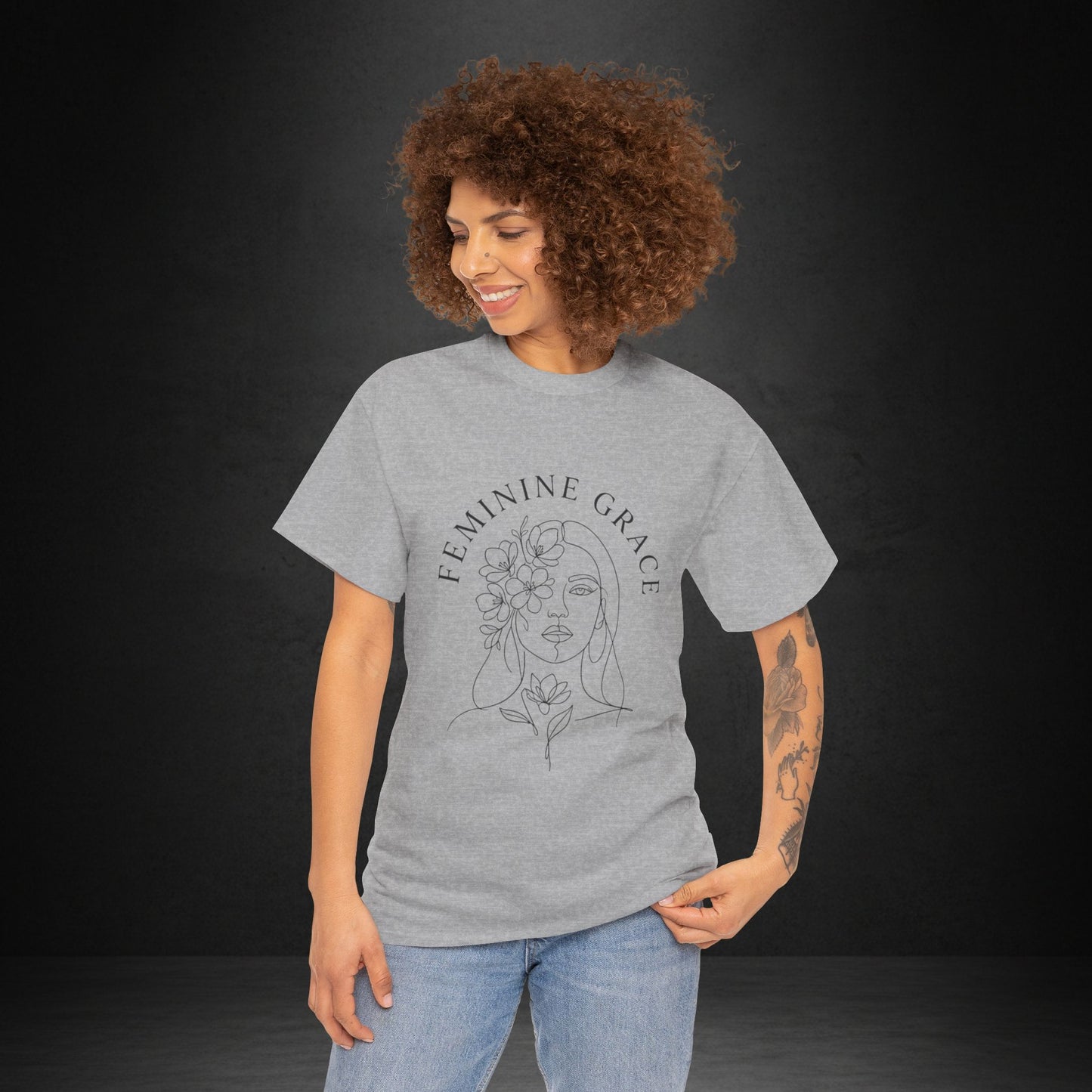 Feminine Grace Floral Line Art Tee