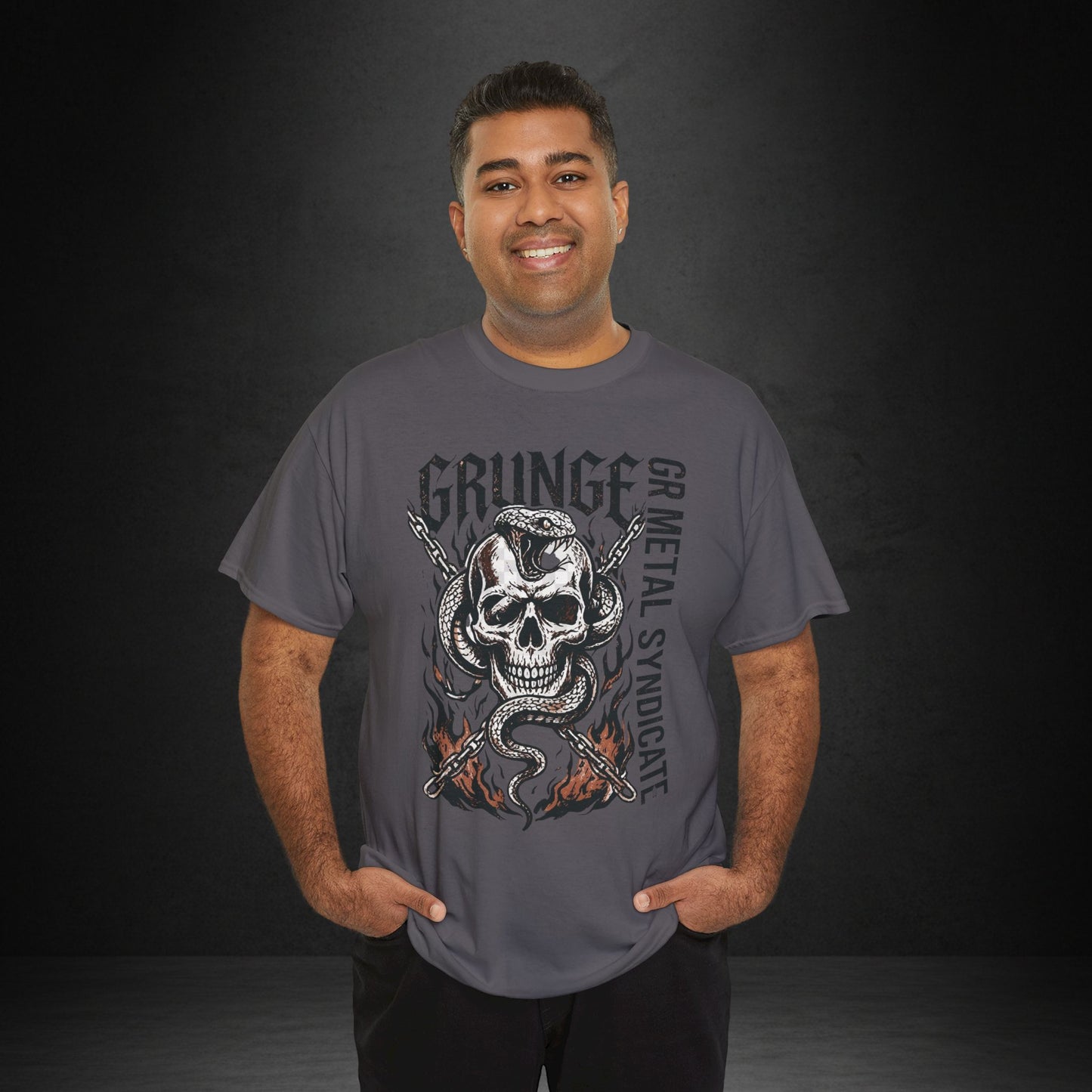 Grunge Skull Snake Tee — GR Metal Syndicate Graphic T-Shirt