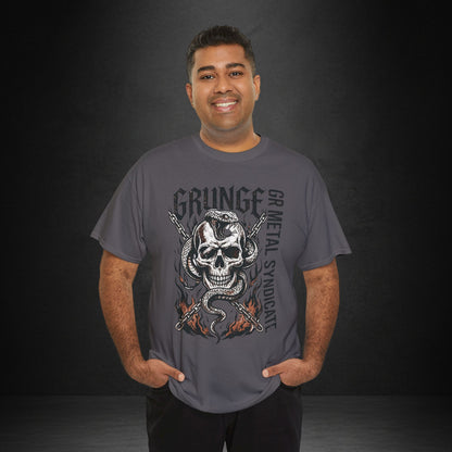 Grunge Skull Snake Tee — GR Metal Syndicate Graphic T-Shirt