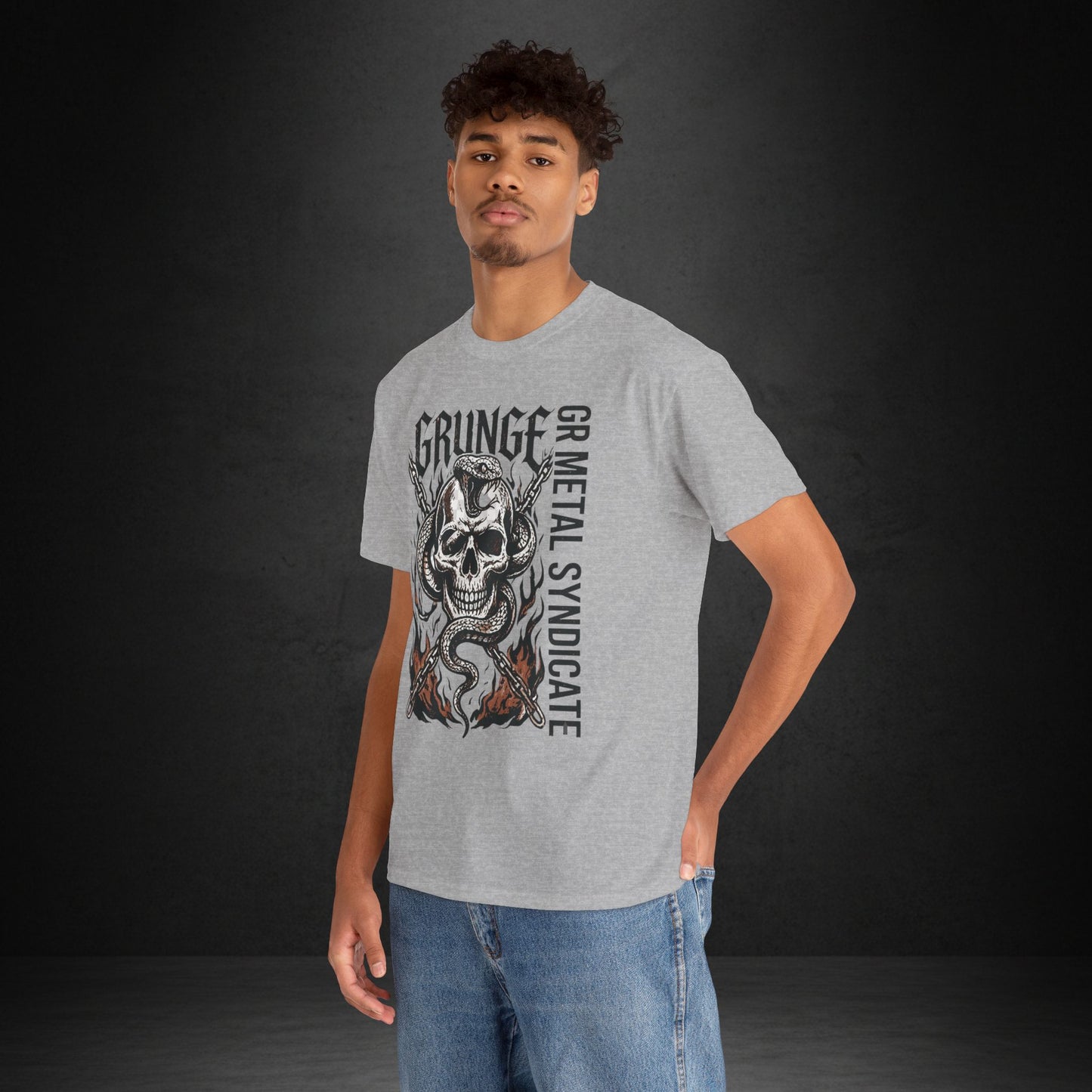 Grunge Skull Snake Tee — GR Metal Syndicate Graphic T-Shirt