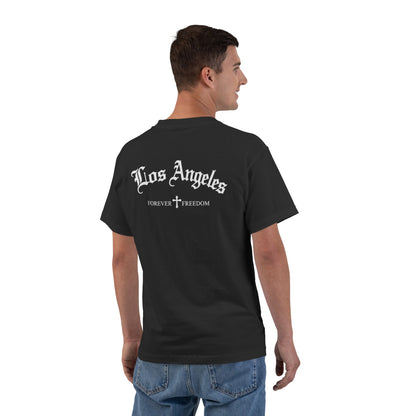 Los Angeles Vintage Script T-Shirt — Orange Graphic Tee with 'Los Angeles' Back Print