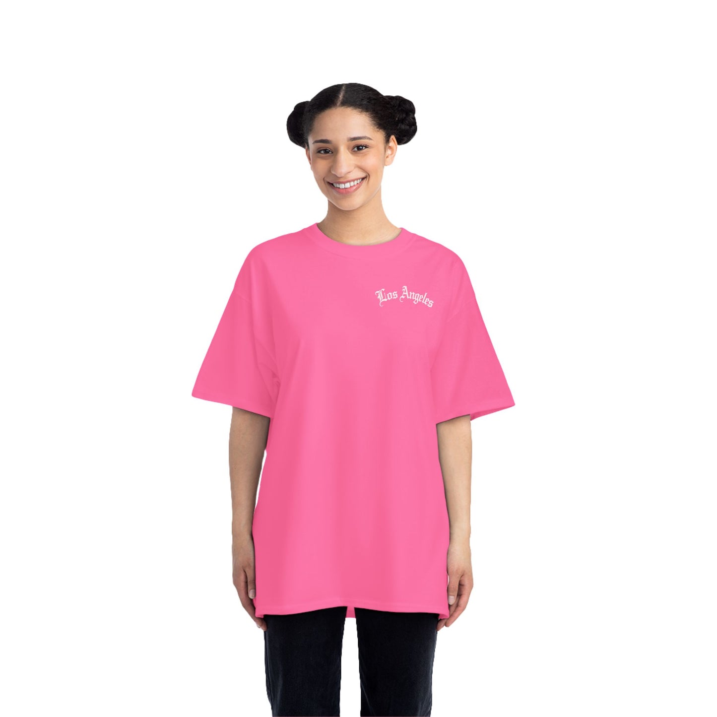 Los Angeles Vintage Script T-Shirt — Orange Graphic Tee with 'Los Angeles' Back Print