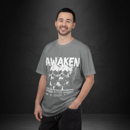 Awaken Skull Graphic T-Shirt — Gothic Lightning Band Tee