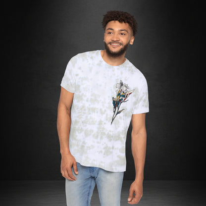 Tie-Dye Floral Graphic T-Shirt — Abstract Bloom Chest & Back Print
