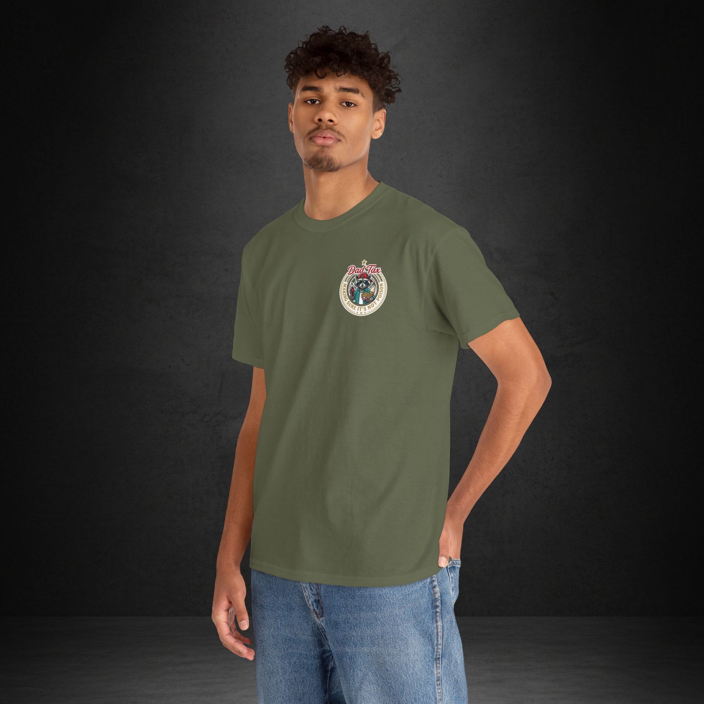 T-Shirt — "Dad Tax" Raccoon Graphic Tee (Making Sure It's Not Poison) — Funny Father's Day Gift