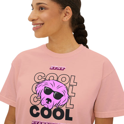 Cool Skull Graphic Boxy Tee — Women's Casual Retro Pink Skull T-Shirt