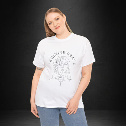 Feminine Grace Floral Line Art Tee