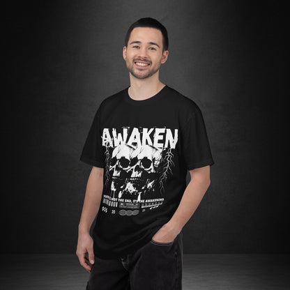 Awaken Skull Graphic T-Shirt — Gothic Lightning Band Tee