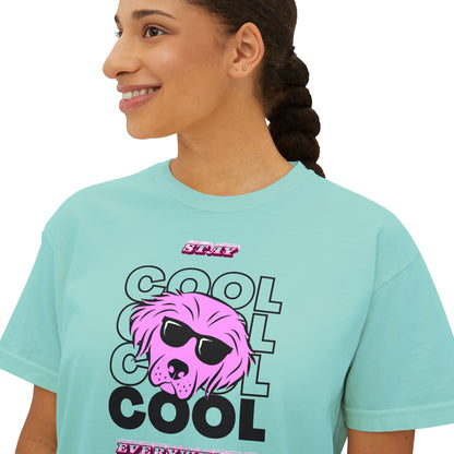 Cool Skull Graphic Boxy Tee — Women's Casual Retro Pink Skull T-Shirt