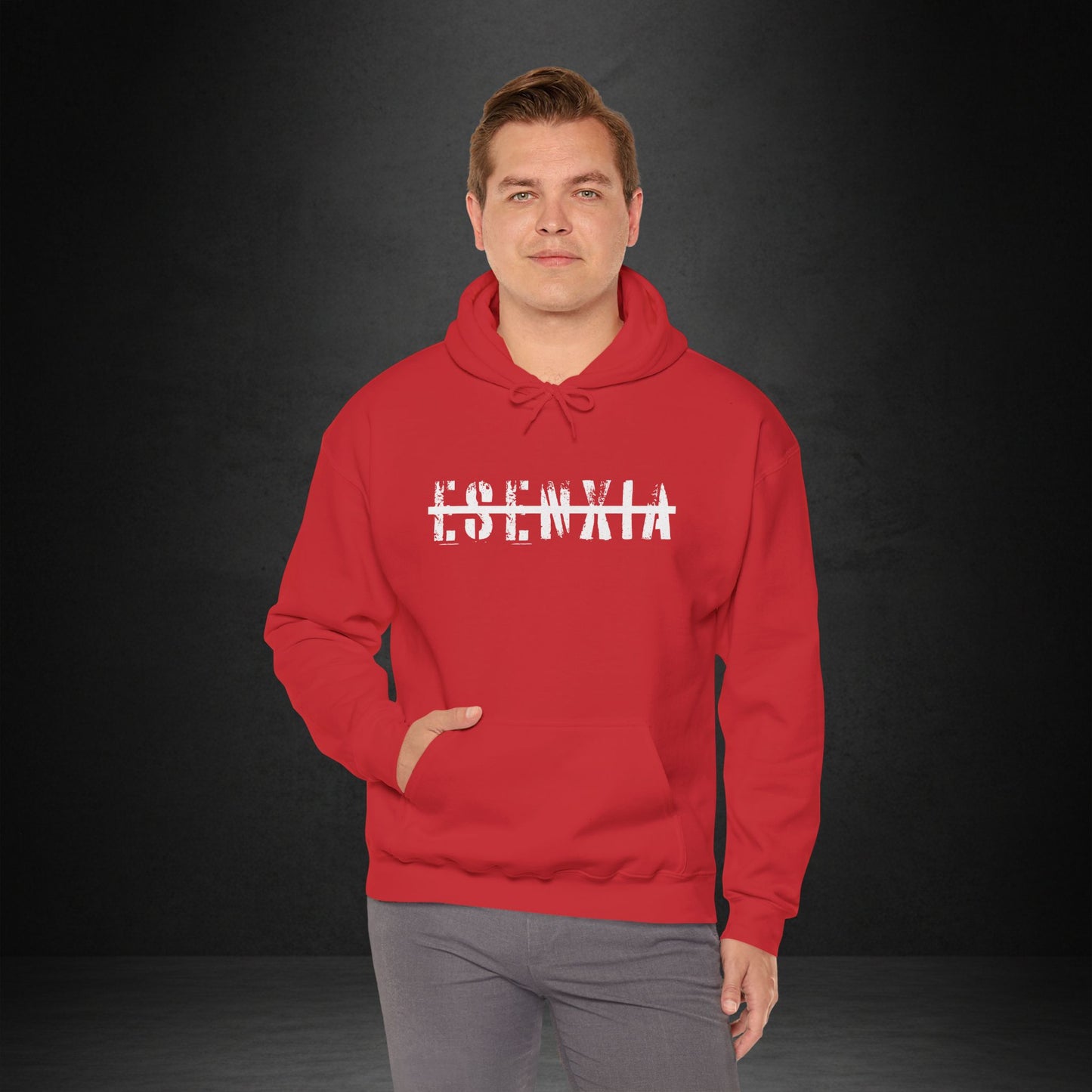 Esenwia Distressed Logo Hoodie — Grunge Streetwear Pullover